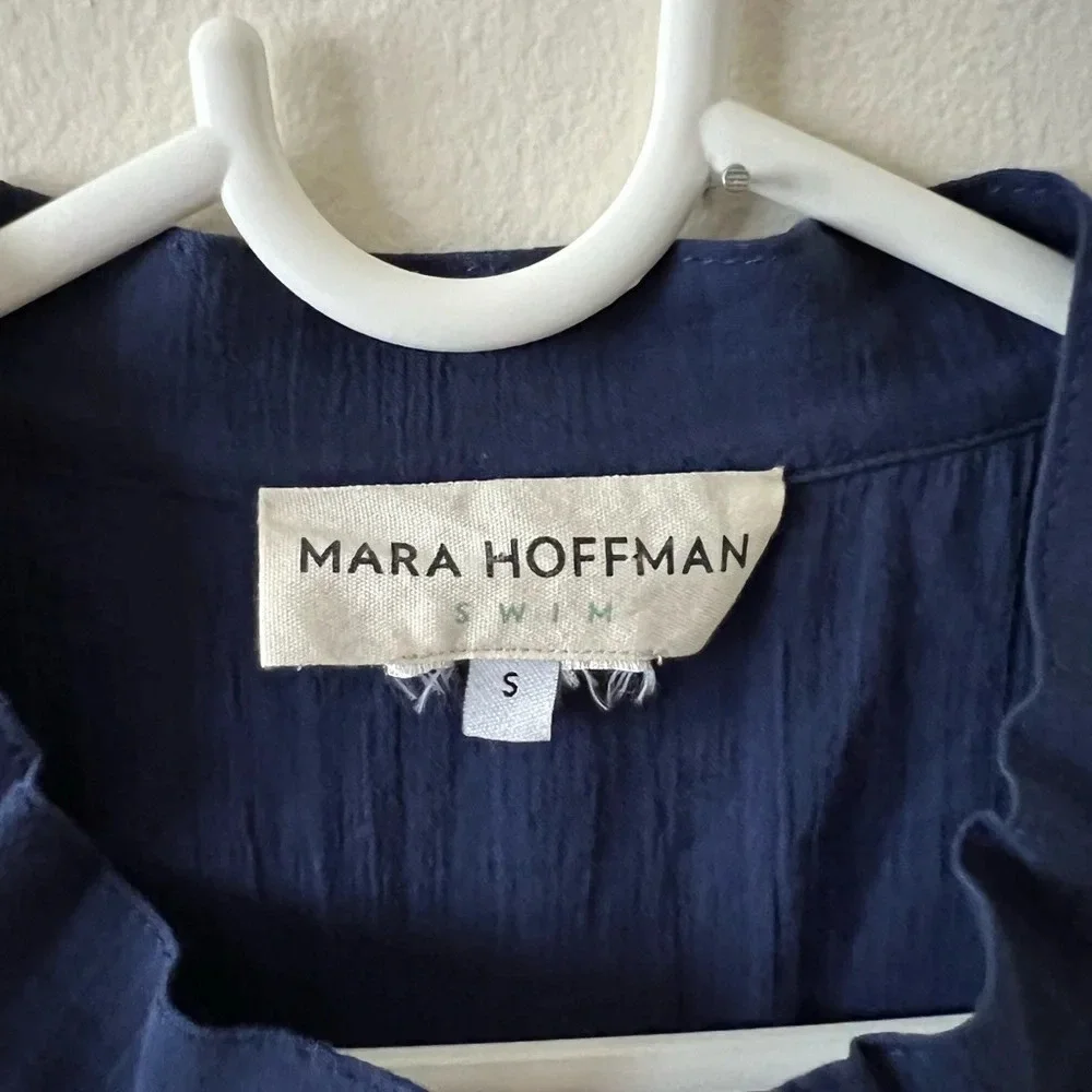 Women’s Navy Blue Mara Hoffman Swim Gauze Culottes Barrel Leg Romper Jumpsuit S